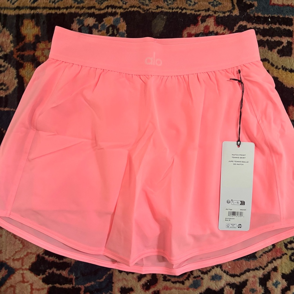 Sz med Neon Bubblegum Alo Yoga Match Point Tennis Skirt